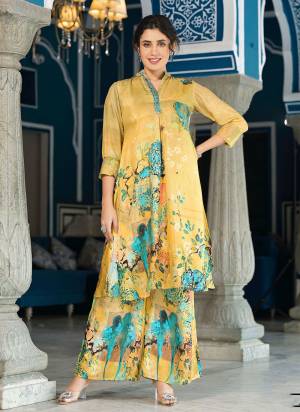 Grab These Co Ord Dress in Fine Colored Pair With Bottom.These Top And Bottom Are Fabricated On Muslin Pair.Its Beautified With Digital Printed With Hand Work In Coller.