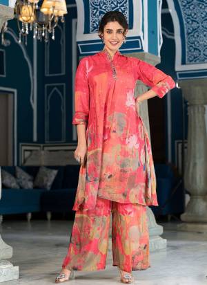 Grab These Co Ord Dress in Fine Colored Pair With Bottom.These Top And Bottom Are Fabricated On Muslin Pair.Its Beautified With Digital Printed With Hand Work In Coller.