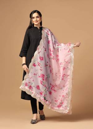 Grab These Beautiful Pink Colored Dupatta.This Dupatta is Fabricated On Beautiful Organza Fabric . It Is Beautified With Beautiful Digital Prints And Ethnic Mirror Work.