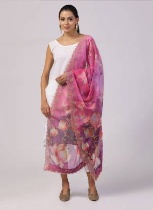 Grab These Beautiful Pink Colored Dupatta.This Dupatta is Fabricated On Beautiful Organza Fabric . It Is Beautified With Beautiful Digital Prints And Ethnic Sequins Embroidery Work.