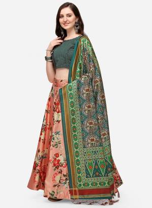 Must have Designer Lehenga Set Crafted Out Of Silk Fabric For Trendy Girlie Looks. Lehenga Is Designed With Designer Digital Prints For The Real Glam Feels. Must Have Lehenga Choli For The Coming Wedding And Festive Seasons.