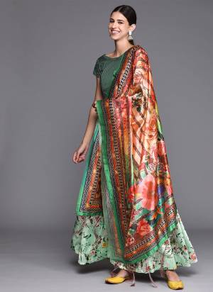 Must have Designer Lehenga Set Crafted Out Of Silk Fabric For Trendy Girlie Looks. Lehenga Is Designed With Designer Digital Prints For The Real Glam Feels. Must Have Lehenga Choli For The Coming Wedding And Festive Seasons.