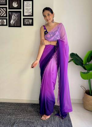 Grab This Beautiful Padding Colour Saree With Fancy Arco Border Work And Heavy Embroidery Sequins Work Blouse Fabricated On Faux Georgette Fabric For Elegant Party Looks. Have This Bollywood Style Saree For Glamorous Feels