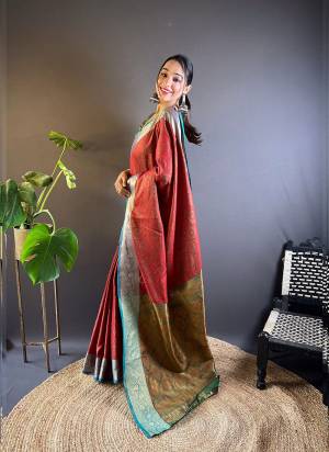 Beautiful Silk Sarees With Kashmiri Weaves All Over The Body Having Contrast Woven Zari Border And Rich Woven Pallu. Paired With Contrast Blouse.