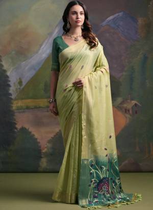 Premium Soft Muga Silk Saree With Classic Colourfull Resham Weaving Pallu With Beautiful Peacock Weaving Concept And Traditional Zari Weaving Border And All Over Resham Weaving Butties And Fancy Tassels With Contrast Blouse Piece 