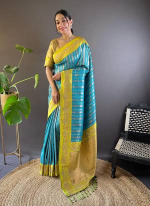 Original Soft Silk Sarees With Dual Original Zari Linings All Over The Body Having Contrast Rich Woven Pallu With Tassels And Contrast Satin Unique Zari Woven Border.