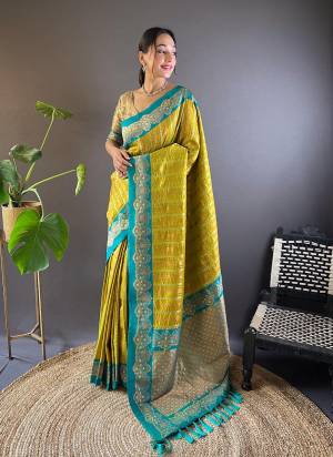 Original Soft Silk Sarees With Dual Original Zari Linings All Over The Body Having Contrast Rich Woven Pallu With Tassels And Contrast Satin Unique Zari Woven Border.