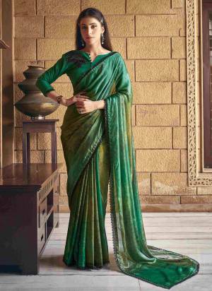 Beautifully Crafted Smart Beads work with Print Saree For The Real Fashion Seekers. This Saree Is Fabricated On Satin Silk Fabric With Festive Green Color For Glamorous Looks.