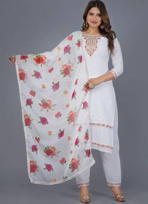 Attrective These Suit in Fine Colored Pair With Bottom And Dupatta.These Top And Bottom Are Fabricated On Cotton Pair With Organza Dupatta.Its Beautified With Designer Embroidery Work With Printed Dupatta.