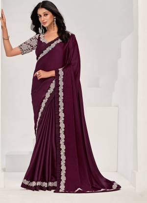 Look Attrective These Designer Party Wear Saree in Fine Colored.These Saree Are Crepe Satin Silk And Blouse Satin Silk  is Fabricated.Its Beautified Desiger Hand Work.