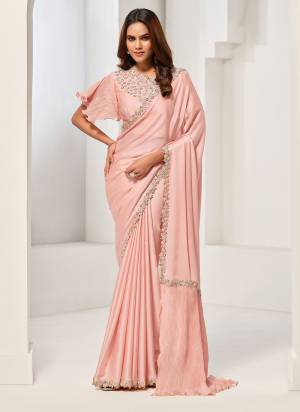 Look Attrective These Designer Party Wear Saree in Fine Colored.These Saree Are Crepe Satin Silk And Blouse Satin Silk  is Fabricated.Its Beautified Desiger Hand Work.