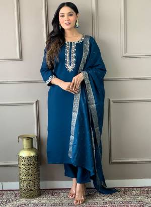 Attrective Looking These Beautiful Looking Readymade Suits.These Top And Bottom Are Viscose Chanderi And Dupatta Cotton Fabricated.Its Beautified With Designer Embroidery Work.