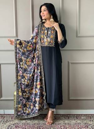 Attrective Looking These Beautiful Looking Readymade Suits.These Top And Bottom Are Viscose Chanderi And Dupatta Natural Crepe Fabricated.Its Beautified With Designer Embroidery Work.