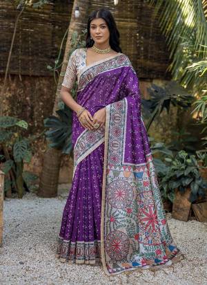 Attrective These Festive Wear Saree in Fine Colored.These Saree And Blouse is Fabricated On Tussar Silk.Its Beautified With Designer Bandhani With Madhubani Printed.