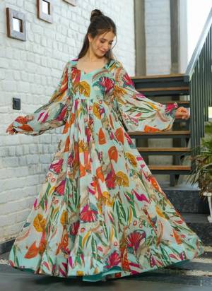 Attrective Looking These Beautiful Looking Readymade Long Gown.These Gown Are Chinon is Fabricated.Its Beautified With Designer Digital Printed.