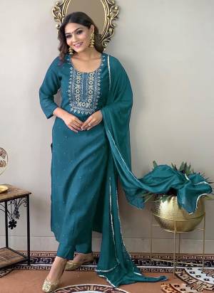 Attrective These Designer Suit in Fine Colored Pair With Bottom And Dupatta.These Top And Bottom Are Fabricated On Rayon Slub Pair With Chinon Dupatta.Its Beautified With Designer Embroidery Work.