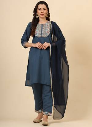 Attrective These Beautiful Looking Readymade Suits.These Top And Bottom Are Silk Blend And Dupatta Are Silk Organza Fabricated.Its Beautified With Disigner Embroidery Work.