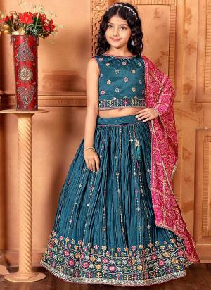 For A Designer Look,Grab These Kidswear Readymade Lehenga Choli in Fine Colored.These Lehenga And Choli Are Fabricated On Chinon Pair With Chinon Dupatta.Its Beautified With Designer Multy Thread,Sequance Embroidery Work With Printed Dupatta.