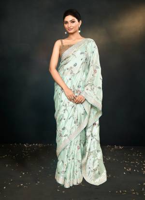 Look Attrective These Designer Party Wear Saree in Fine Colored.These Saree Are Satin Silk And Blouse Satin Silk  is Fabricated.Its Beautified Heavy Desiger Embroidery Work.