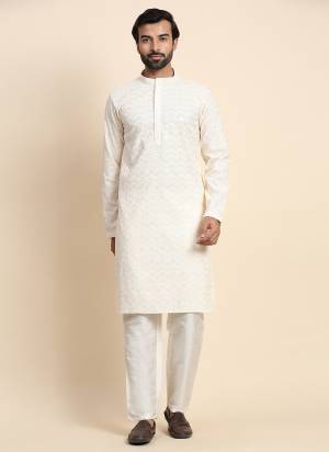 For A festive Wear,Grab These Readymade Kurta Payjama in Fine Colored.These Kurta is Fabricated On Cotton And Art Silk Bottom With  Designer Chikankari Embroidery Work.Buy Now.