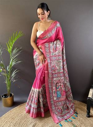 Attrective Look These Festive Wear Saree in Fine Colored.These Saree And Blouse is Fabricated On Tussar Silk.Its Beautified With Weaving Jari Border Designer With Digital Madhubani Printed.