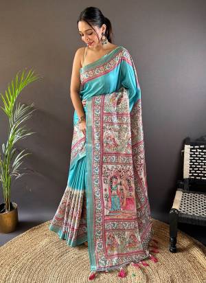 Attrective Look These Festive Wear Saree in Fine Colored.These Saree And Blouse is Fabricated On Tussar Silk.Its Beautified With Weaving Jari Border Designer With Digital Madhubani Printed.