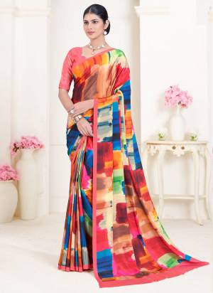 Attrective Look These Party Wear Saree in Fine Colored.These Saree And Blouse is Fabricated On Crepe Soft Silk.Its Beautified With Designer Digital Printed.