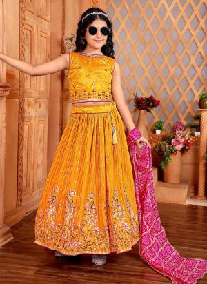 For A Designer Look,Grab These Kidswear Readymade Lehenga Choli in Fine Colored.These Lehenga And Choli Are Fabricated On Chinon Pair With Chinon Dupatta.Its Beautified With Designer Multy Thread,Sequance Embroidery Work With Printed Dupatta.