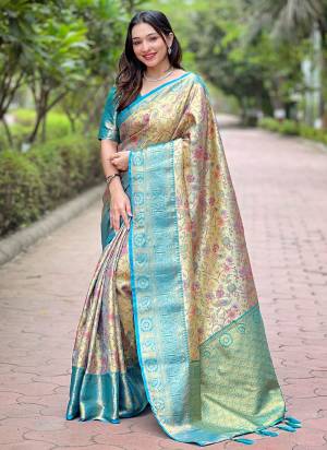  Looking These Party Wear Saree in Fine Colored.These Saree And Blouse is Fabricated On Silk.Its Beautified With Weaving Meenakari Jal Designer.