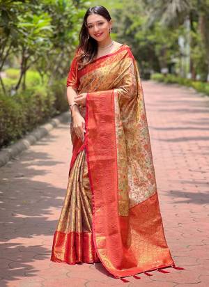  Looking These Party Wear Saree in Fine Colored.These Saree And Blouse is Fabricated On Silk.Its Beautified With Weaving Meenakari Jal Designer.