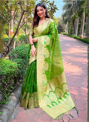 Garb These Party Wear Saree in Fine Colored.These Saree And Blouse is Fabricated On Organza.Its Beautified With Weaving Rainbow Jari Designer.