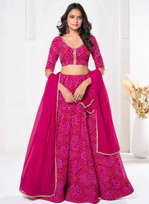 Looking These Party Wear Lehenga Choli in Fine Colored.These Lehenga Are Georgette Choli Are Georgette And Dupatta Are Fabricated On Georgette Pair.Its Beautified With Bandhani Printed Designer.