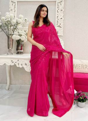 Attrective These Party Wear Saree in Fine Colored.These Saree Are Georgette And Blouse is Banglori Satin Fabricated.Its Beautified With Designer Heavy Sequance Embroidery Work.