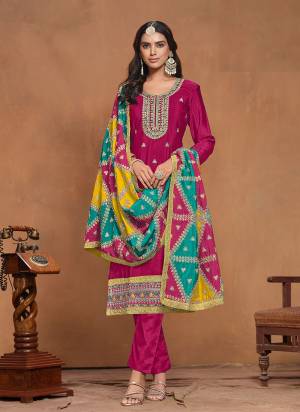 Garb These Party Wear Suit in Fine Colored Pair With Bottom And Dupatta.These Top And Bottom Are Fabricated On Chinon Pair With Chinon Dupatta.Its Beautified With Santoon Inner.Its Beautified With Designer Heavy Embroidery Work.