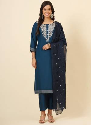 Attrective These Beautiful Looking Readymade Suits.These Top And Bottom Are Muslin Silk Blend And Dupatta Are Silk Blend Fabricated.Its Beautified With Disigner Embroidery Work.