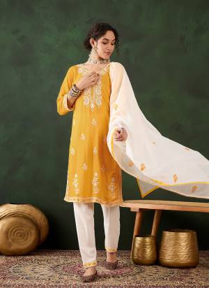 Attrective These Beautiful Looking Readymade Suits With Dupatta.These Suit is Fabricated On Top Are Rayon Cotton And Bottom Are Rayon Cotton And Chanderi Dupatta .Its Beautified With Designer Chikankari Embroidery Work.