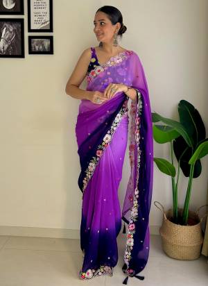 Garb These Party Wear Saree in Fine Colored.These Saree  And Blouse Are Faux Georgette Fabricated.Its Beautified With Multi Weaving Seqwance Embroideryr.