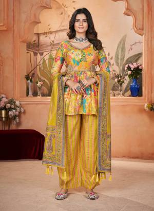 Attrective Looking These Beautiful Looking Readymad ToP Bottom With Dupatta.These Top And Bottom Dupatta is Fabricated On Silk.Its Beautified With Designer Digital Printed With Foil .