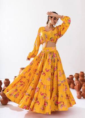 Attrective Looking These Beautiful Looking Readymade Crop Top With Lahenga.These Top Are Air Tex Chinon Fabricated With Air Tex Chinon Lahenga.Its Beautified With Designer Floral Printed.