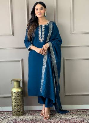 Attrective Looking These Beautiful Looking Readymade Suits.These Top And Bottom Are Viscose Chanderi And Dupatta Cotton Jacquard Fabricated.Its Beautified With Designer Embroidery Work.