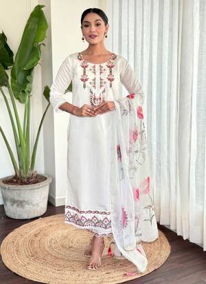 Attrective Looking These Beautiful Looking Readymade Suits.These Top And Bottom Are Viscose Chanderi And Dupatta Taby Fabricated.Its Beautified With Designer Embroidery Work With Printed.