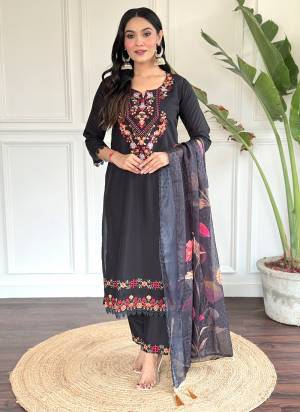 Garb These Beautiful Looking Readymade Suits.These Top And Bottom Are Chanderi And Dupatta Taby Fabricated.Its Beautified With Designer Embroidery Work.