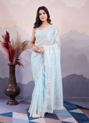 Looking These Party Wear Saree in Fine Colored.These Saree Are Twill Net And Blouse is Art Silk Fabricated.Its Beautified With Designer Sequance Embroidery Work.