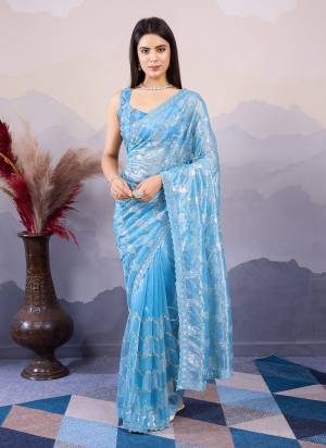 Looking These Party Wear Saree in Fine Colored.These Saree Are Twill Net And Blouse is Art Silk Fabricated.Its Beautified With Designer Sequance Embroidery Work.