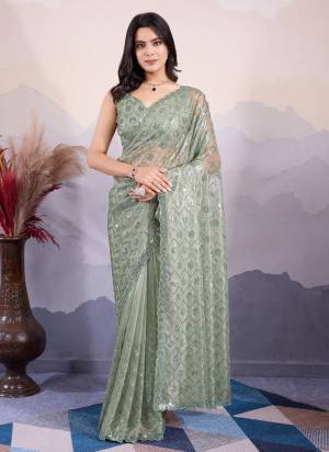 Garb These Party Wear Saree in Fine Colored.These Saree Are Twill Net And Blouse is Twill Net Fabricated.Its Beautified With Designer Sequance Embroidery Work.