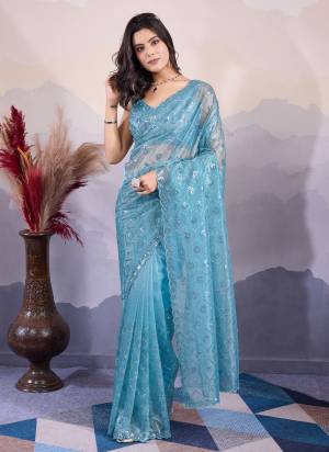 Garb These Party Wear Saree in Fine Colored.These Saree Are Twill Net And Blouse is Twill Net Fabricated.Its Beautified With Designer Sequance Embroidery Work.