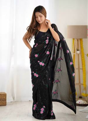 Looking These Party Wear Saree in Fine Colored.These Saree Are Georgette And Blouse is Satin Banglori Fabricated.Its Beautified With Designer Multy Thread,Sequance Embroidery Work.