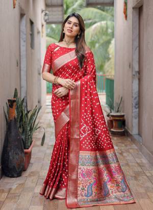 Attrective These Festive Wear Saree in Fine Colored.These Saree And Blouse is Fabricated On Dola Silk.Its Beautified With Wevon Jari Pallu Border Designer With Bandhej Printed.