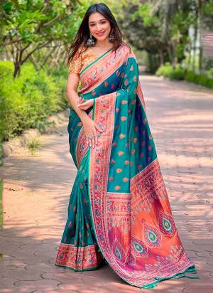 Attrective These Party Wear Saree in Fine Colored.These Saree And Blouse is Fabricated On Paithani Silk.Its Beautified With Weaving Jacquard Meenakari Designer.