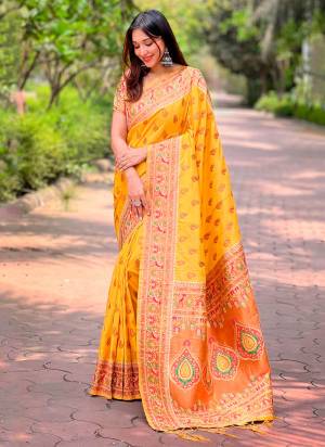 Attrective These Party Wear Saree in Fine Colored.These Saree And Blouse is Fabricated On Paithani Silk.Its Beautified With Weaving Jacquard Meenakari Designer.